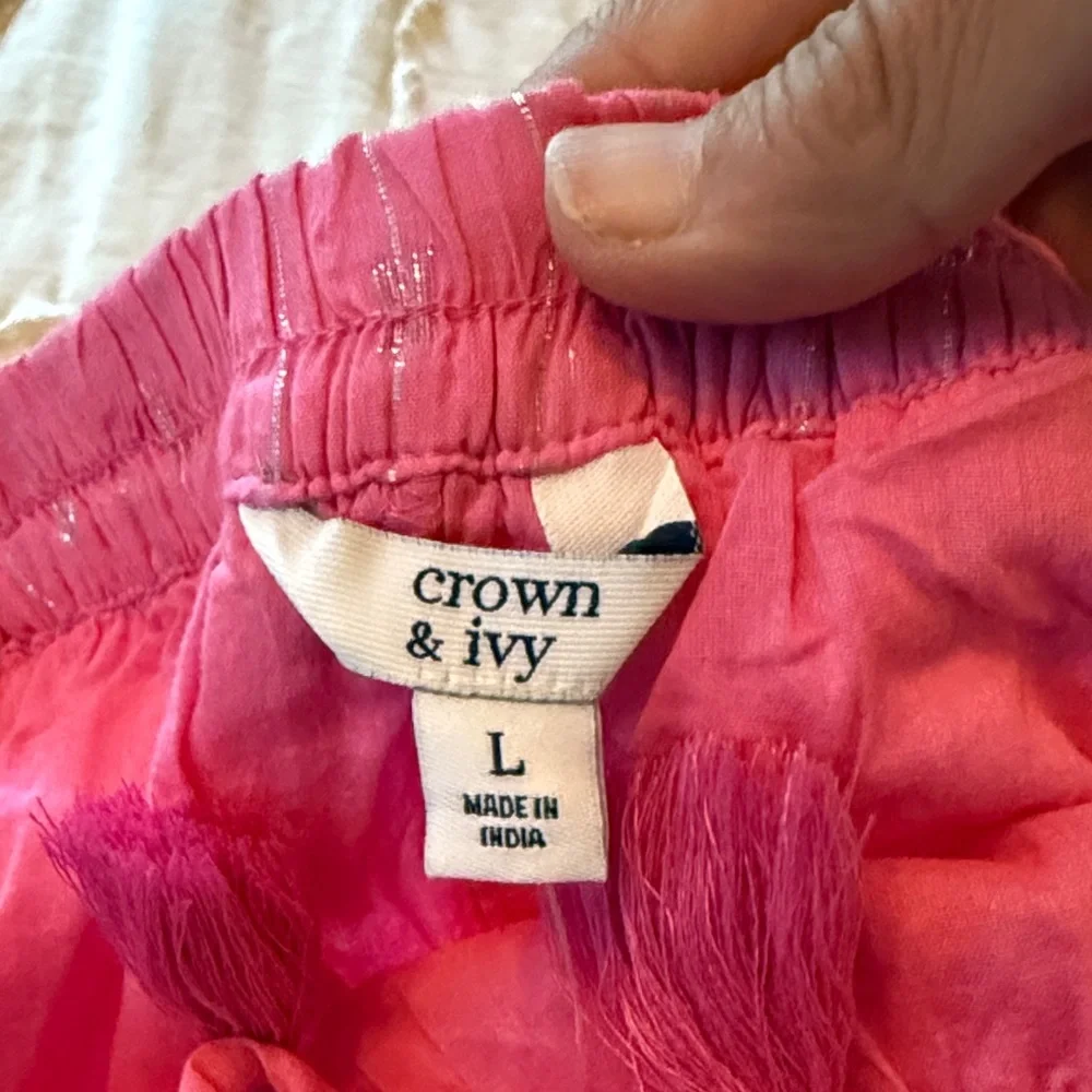 Crown & Ivy Pink Skater Skirt w/ metallic‎ embellishments. NWT -retail 54.50